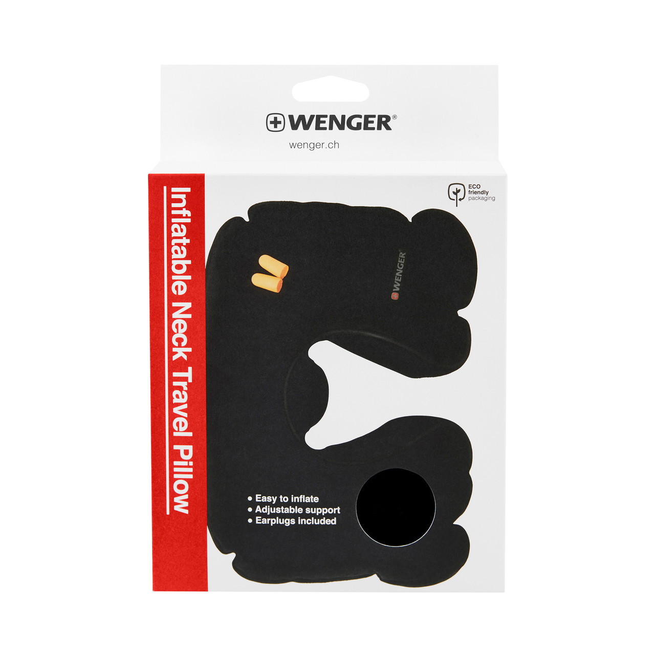 Wenger Inflatable Neck Travel Pillow with Earplugs - Image 2