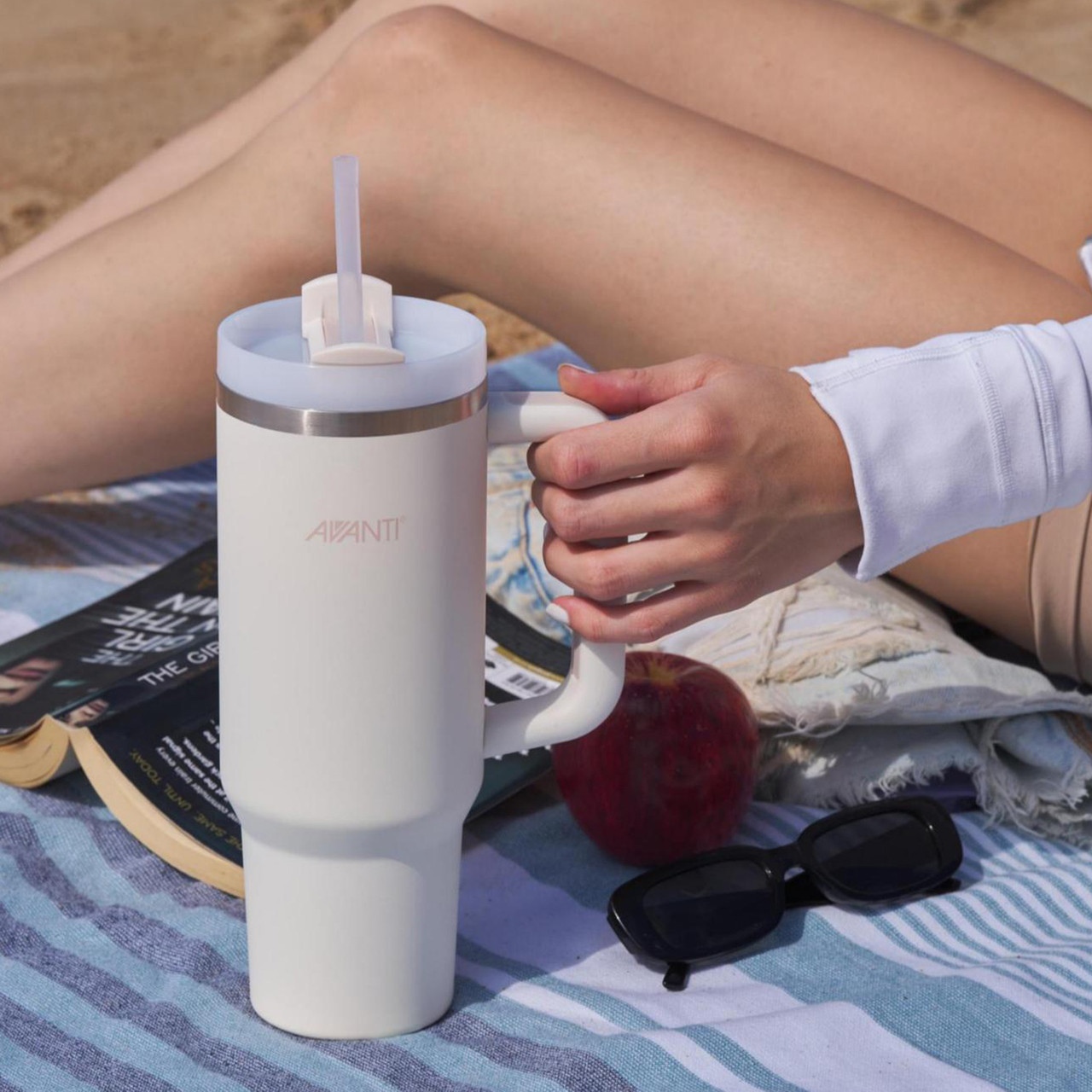 HydroQuench Insulated Tumbler with Two Lids, 1L - Sand Dune - Image 2