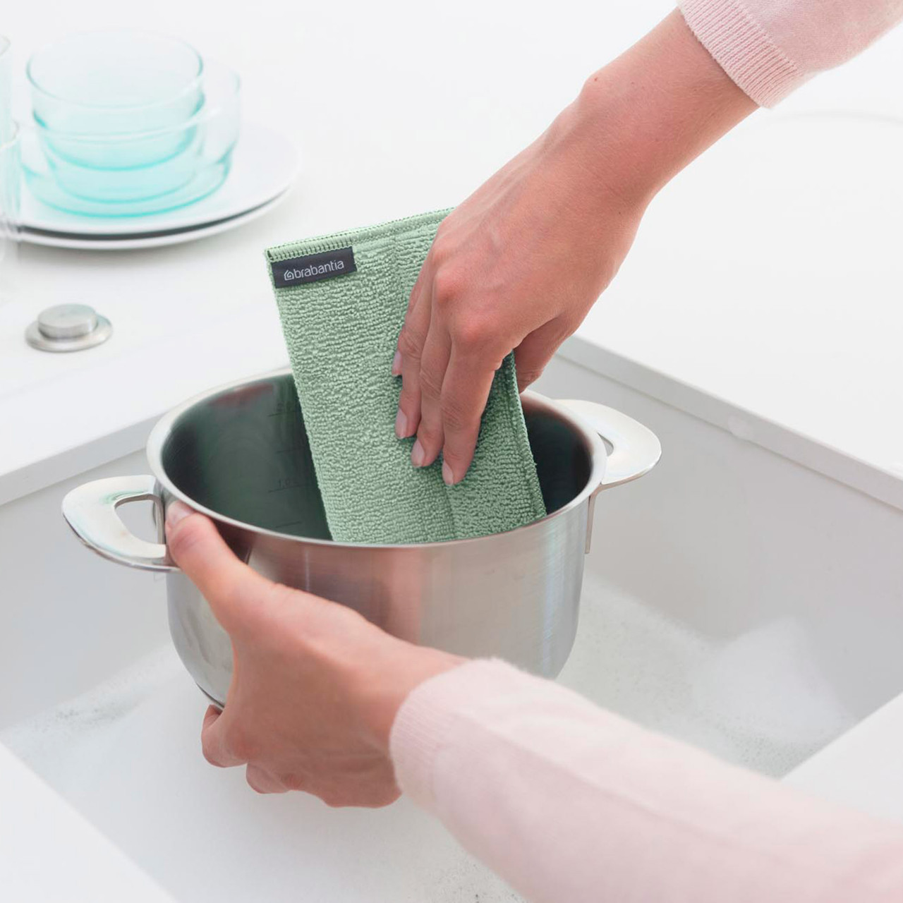 Microfibre Cleaning Pads, Set of 3, 16x22 cm (Dark Grey / Light Grey / Jade Gree - Image 3