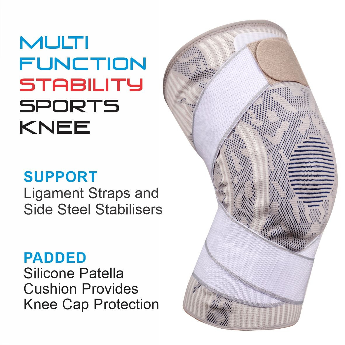Multi Function Stability Sports Knee White/Grey - Image 5