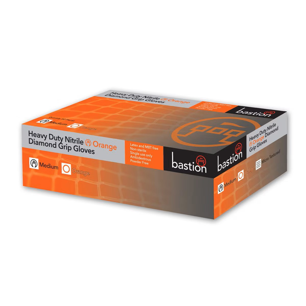 Heavy Duty Nitrile Diamond Grip Orange Gloves - Powder Free - Image 2