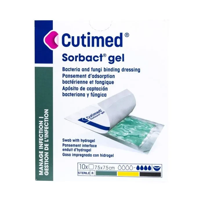Cutimed Sorbact Hydro Sterile 7.5cm X 7.5cm Green