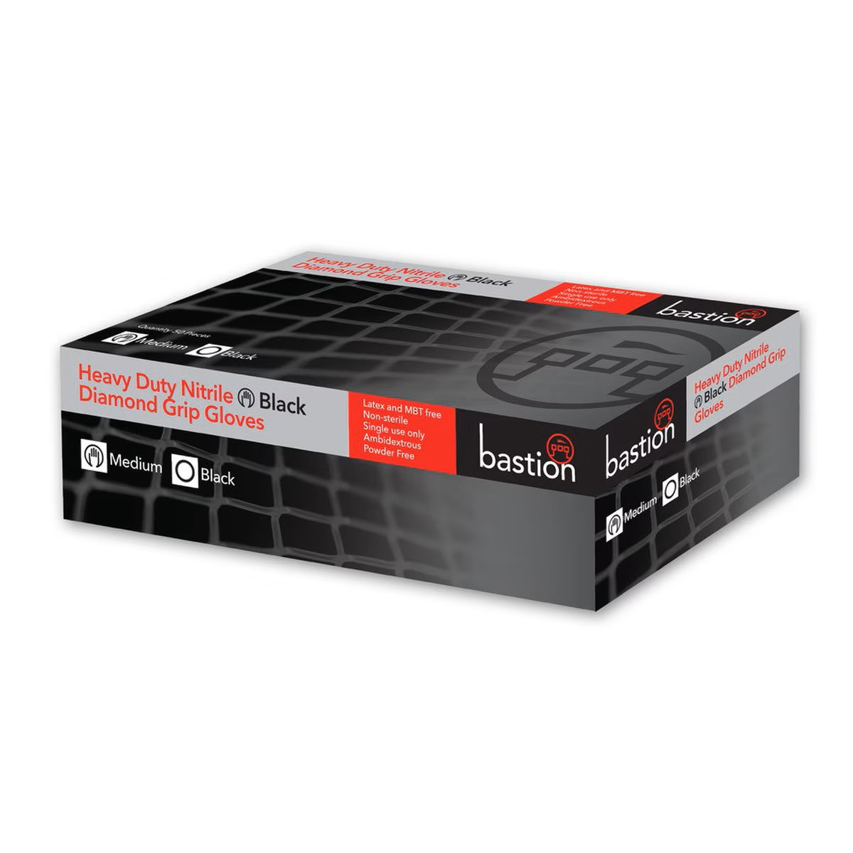 Heavy Duty Nitrile Diamond Grip Black Gloves - Powder Free - Image 2