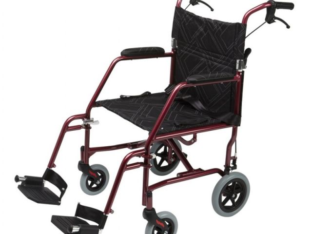 Omega LA1 Lightweight Transit Wheelchair (Blue/Gold/Red)